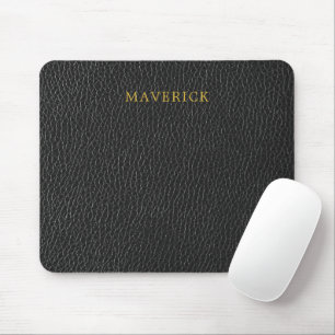 Schwarzer Lederstrukturhintergrund mit individuell Mousepad