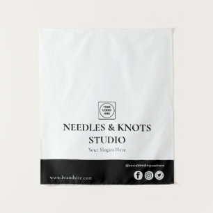 Schwarzer Leinen-Tapisserie mit Logo für geschäftl Wandteppich