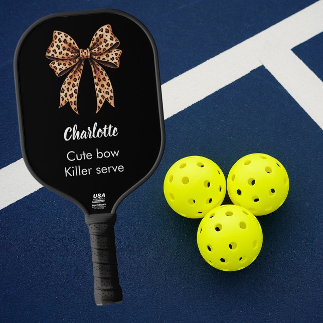 Schwarzer Leopard-Bogen-Name-Zitat Pickleball Schläger (Von Creator hochgeladen)