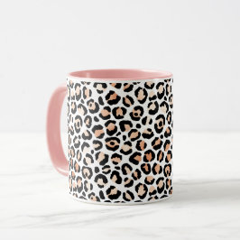 Schwarzer Leopard-Druck mit weißem Pfirsich Tasse