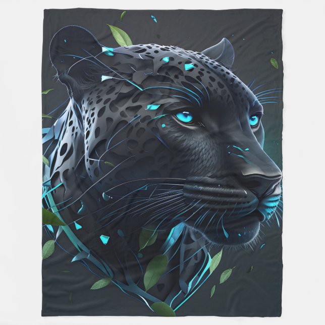 "Schwarzer Leopard" Fleecedecke (Vorderseite)