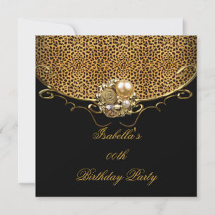 Schwarzer Leopard Gold Elegante Geburtstagsfeier Einladung