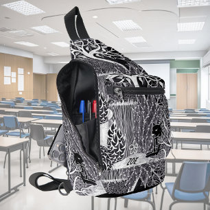 Schwarzer Leopard im Dschungel, handgezeichnet, ge Crossbody Bag