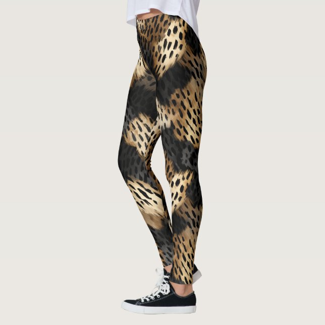 Schwarzer Leopard Tier abstrakt Leggings (Links)