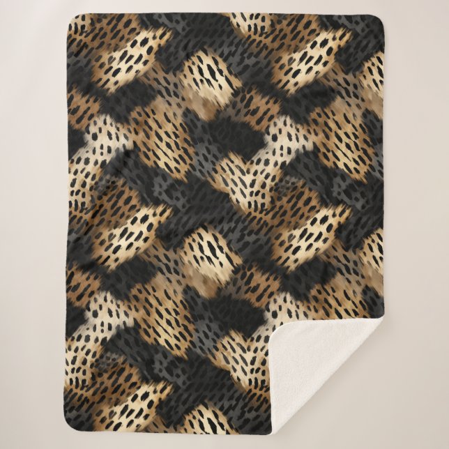Schwarzer Leopard Tier abstrakt Sherpadecke (Vorderseite)