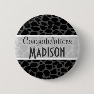 Schwarzer Leopard-Tierdruck Button