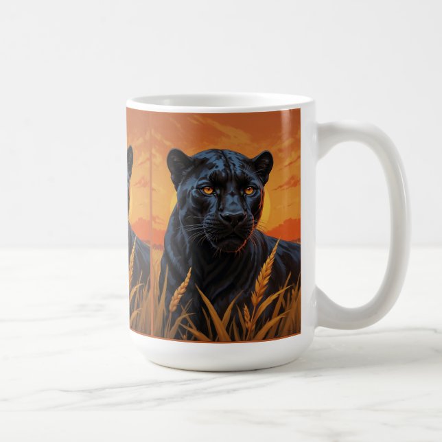 Schwarzer Leopard und afrikanische Savannah Kaffeetasse (Rechts)