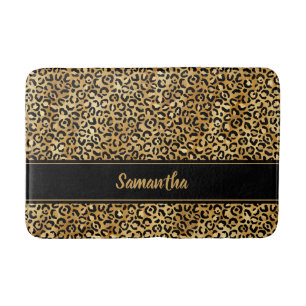 Schwarzer Leopardendruck mit goldenem Chic persona Badematte