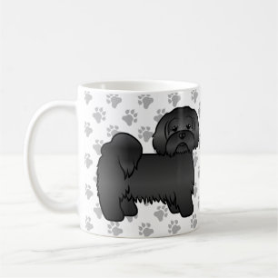 Schwarzer Lhasa Apso Niedlicher Cartoon Dog Illust Kaffeetasse