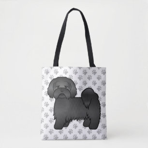 Schwarzer Lhasa Apso Süßer Cartoon-Hund & Pfoten