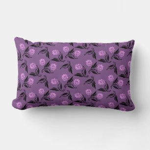 Schwarzer Libelle mit rosa Blume Muster Lendenkissen