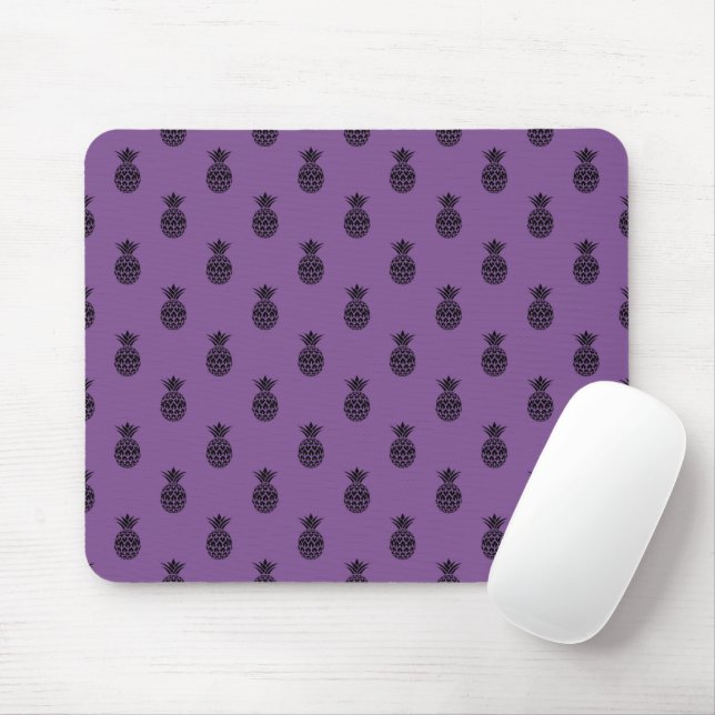 Schwarzer Lila Ananas Tropischer Fruchtsommer Mousepad (Mit Mouse)