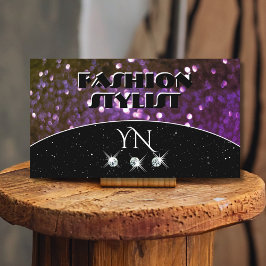 Schwarzer Lila Glitzer Visitenkarte