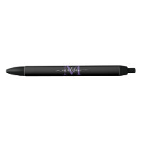 Schwarzer Lila Violet Monogram Eleganter Skriptnam