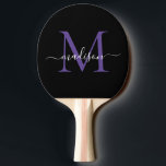 Schwarzer Lila Violet Monogram Eleganter Skriptnam Tischtennis Schläger<br><div class="desc">Modernes Schwarzes Lila Violet Monogram Elegantes Script Name Ping Pong Paddle Paddel</div>