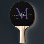 Schwarzer Lila Violet Monogram Eleganter Skriptnam Tischtennis Schläger<br><div class="desc">Modernes Schwarzes Lila Violet Monogram Elegantes Script Name Ping Pong Paddle Paddel</div>