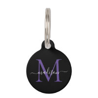Schwarzer Lila Violet Monogram Feminine Script Nam