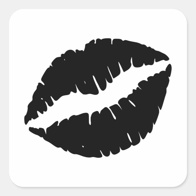 Schwarzer Lipstick mit Lippen Kiss Grafik Quadratischer Aufkleber (Vorderseite)