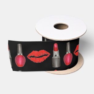 Schwarzer Lipstick Nail Polnisch Makeuty Beauty Satinband