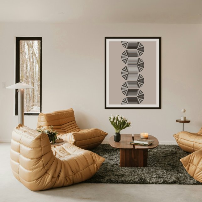 Schwarzer Lombard Wellenlinien Moderner Minimaler  Poster (Von Creator hochgeladen)