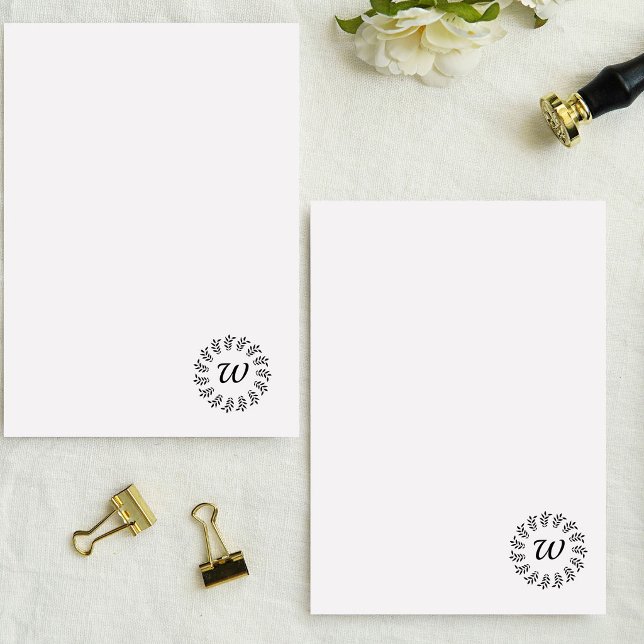 Schwarzer Lorbeerkranz monogrammiert Briefpapier (Von Creator hochgeladen)