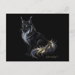Schwarzer Luchs mit silbernem Kragen Postkarte