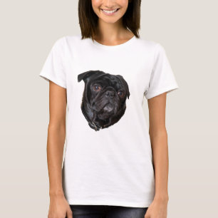 Schwarzer lustiger Mops T-Shirt