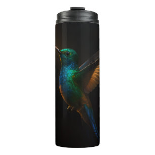 Schwarzer Luxe-Thermalbecher, Kolibri im Flug Thermosbecher