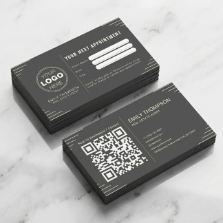 Schwarzer Luxus Art Deco QR Code Minimal Design Terminkarte