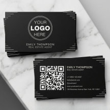 Schwarzer Luxus Art Deco QR Code Minimal Design