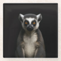 Schwarzer Luxus-Glasuntersetzer 4, Sanfter Lemur