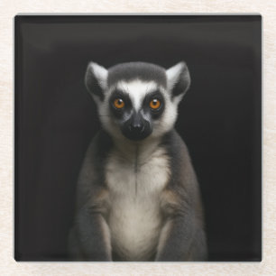 Schwarzer Luxus-Glasuntersetzer 4, Sanfter Lemur Glasuntersetzer