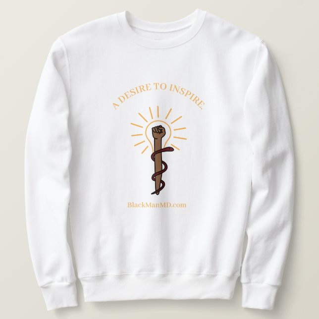 Schwarzer Mann, M.D. Unisex White Sweatshirt (Design vorne)