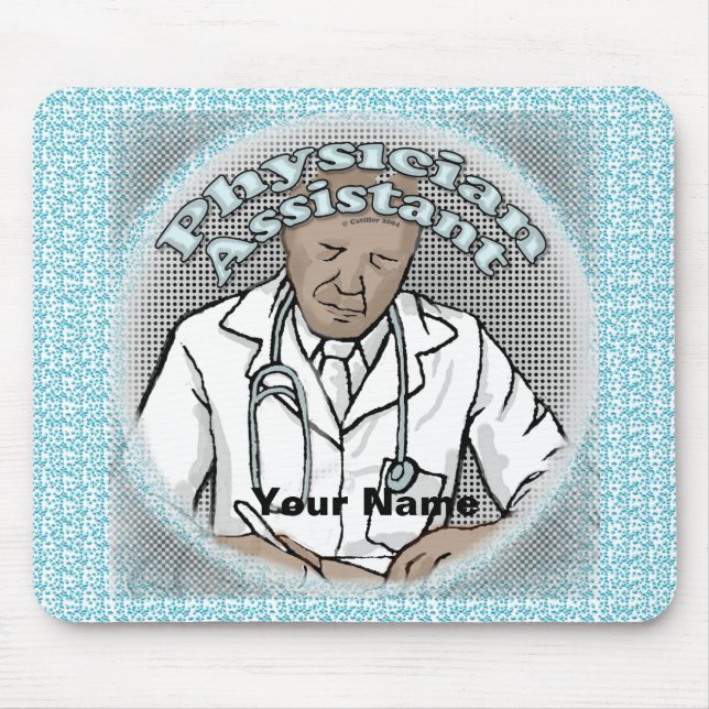 Schwarzer männlicher Physician Assistant Mousepad (Vorne)