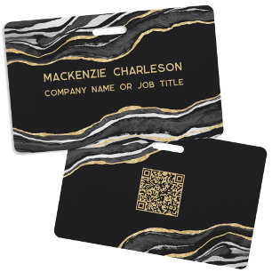 Schwarzer Marmor-Achat-Geoden-Geschäfts-QR-Code-Na Ausweis