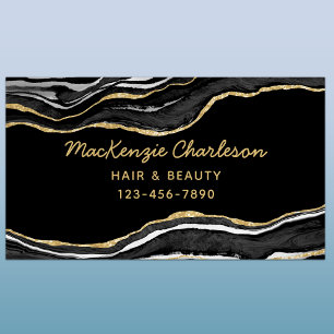 Schwarzer Marmor Achat Gold Glitter Magnetische Visitenkarte