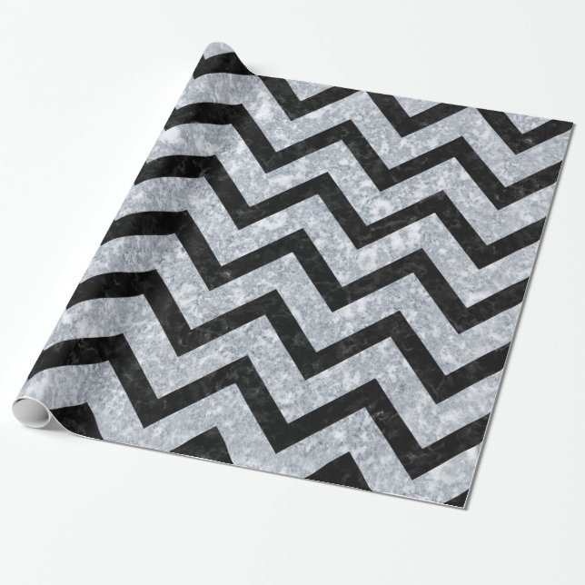 SCHWARZER MARMOR CHEVRON9 U. GRAUER MARMOR (R) GESCHENKPAPIER (Ungerollt)