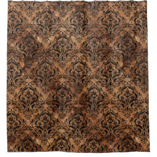 SCHWARZER MARMOR DAMASK1 U. BROWN STEIN-(R) DUSCHVORHANG