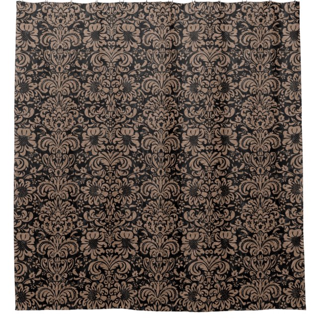 SCHWARZER MARMOR DAMASK2 U. BRAUNFARBIGER DUSCHVORHANG (Vorderseite)
