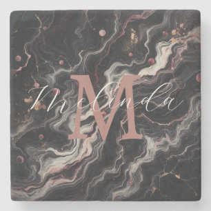 Schwarzer Marmor Einfache Stone & Granite Trinkbeh Steinuntersetzer