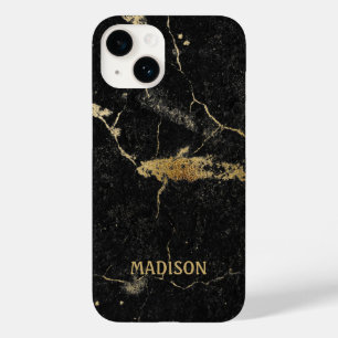 Schwarzer Marmor Gold Glitter Case-Mate iPhone 14 Hülle
