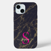 schwarzer Marmor gold glitzer Monogramm