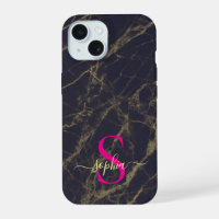 schwarzer Marmor gold glitzernde Monogramm