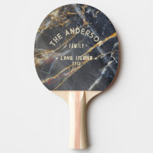 Schwarzer Marmor & Gold Vintage Familienname am Me Tischtennis Schläger