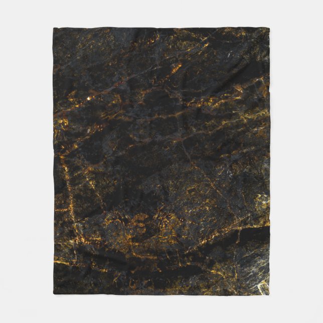 Schwarzer Marmor, goldene Adern, Textur. Fleecedecke (Vorderseite)