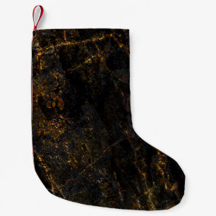 Schwarzer Marmor, goldene Adern, Textur. Kleiner Weihnachtsstrumpf