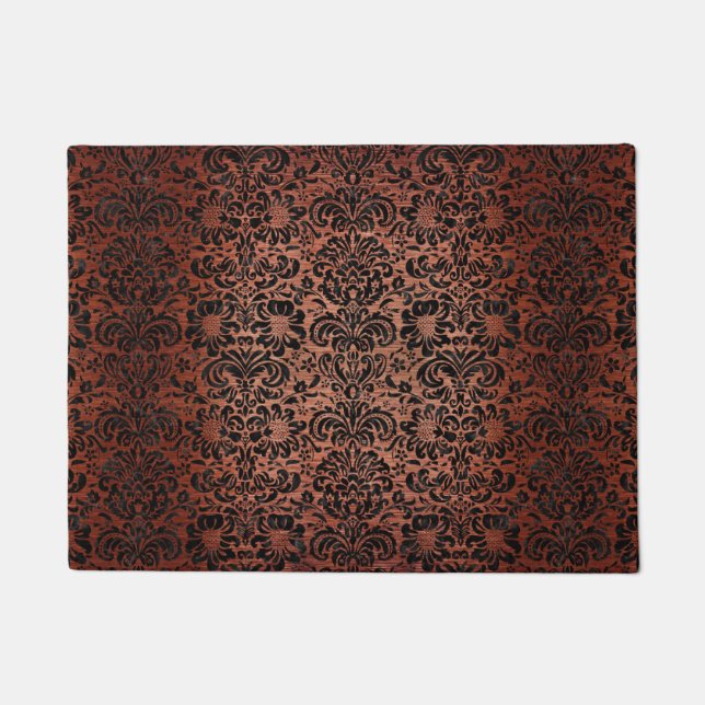 SCHWARZER MARMOR HOUNDSTOOTH1 U. KUPFER FUßMATTE (Vorderseite)