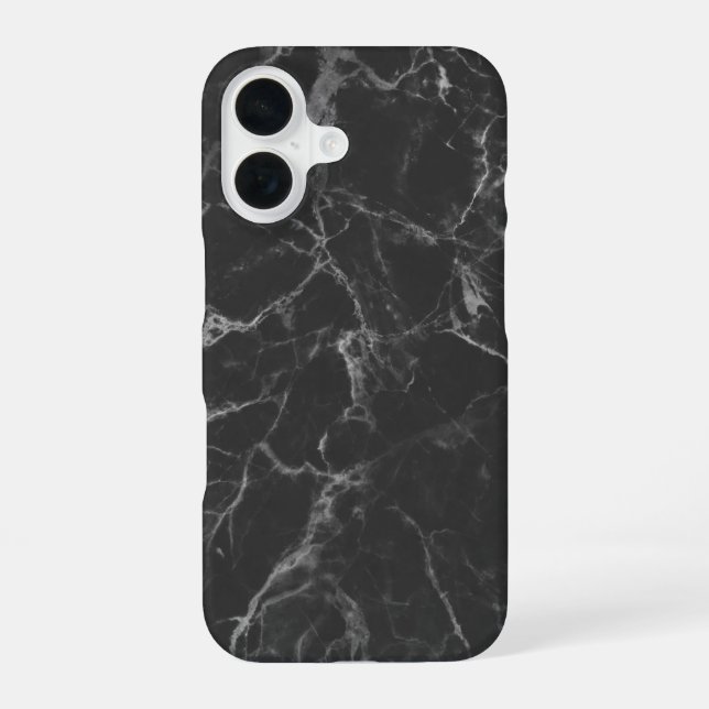 Schwarzer Marmor iPhone 16 Hülle (Rückseite)