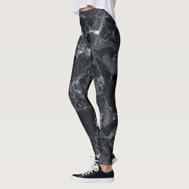 Schwarzer Marmor Leggings (Links)