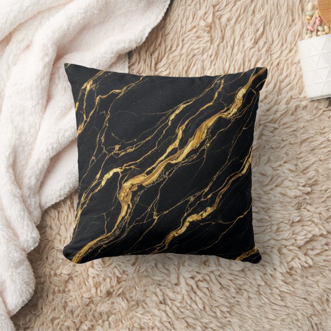 Schwarzer Marmor Luxus Elegant Moderner Stil Kissen